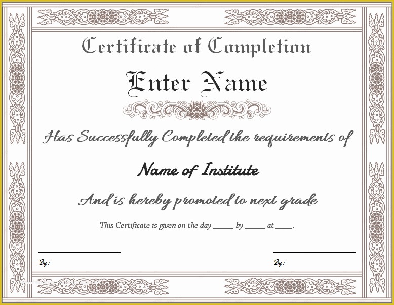 Certificate Of Completion Template Free Download Of 5 Certificate Of Pletion Templates
