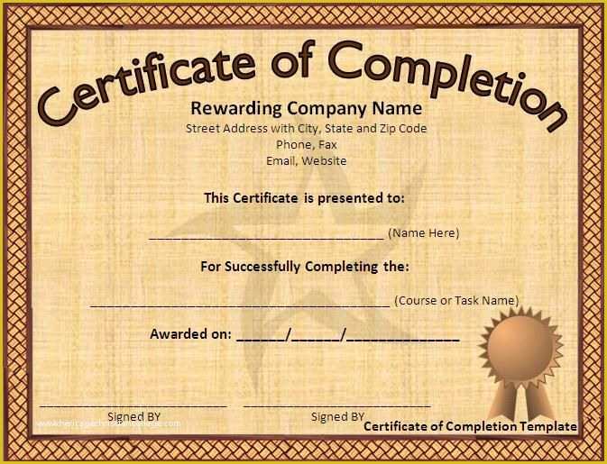Certificate Of Completion Template Free Download Of Award Certificate Template Microsoft Word