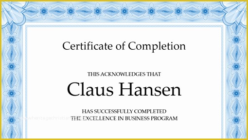 Certificate Of Completion Template Free Download Of Certificate Of Pletion Blue