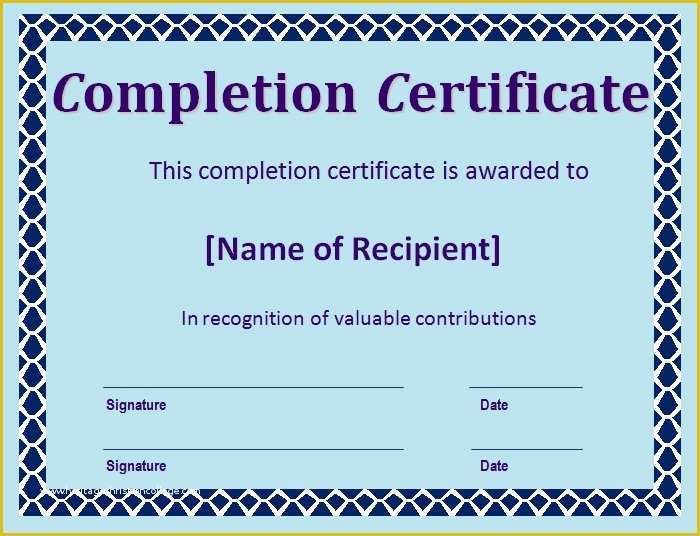 Certificate Of Completion Template Free Download Of Certificate Of Pletion Template – 31 Free Word Pdf