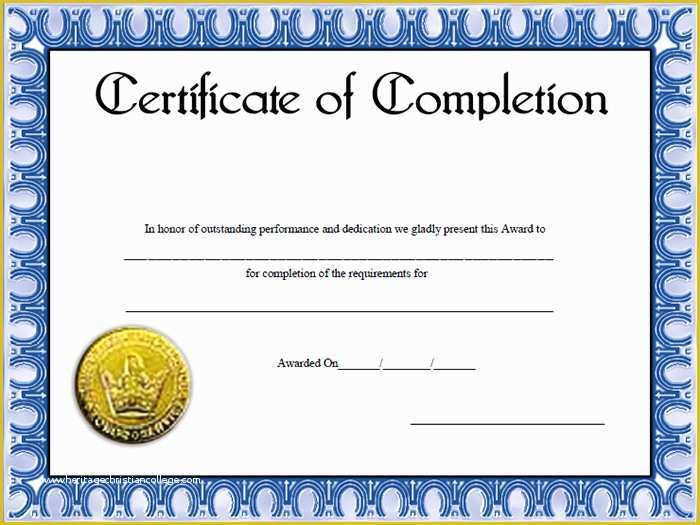 Certificate Of Completion Template Free Download Of Certificate Of Pletion Template