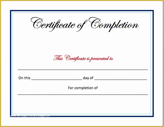 Certificate Of Completion Template Free Download Of Pletion Certificate Template Microsoft Word Templates