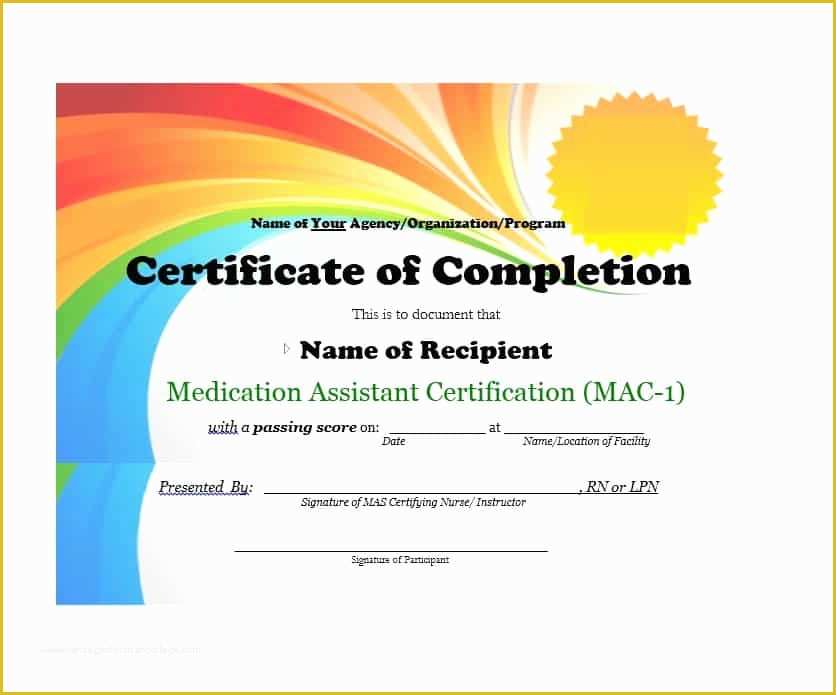 Certificate Of Completion Template Free Of 40 Fantastic Certificate Of Pletion Templates [word