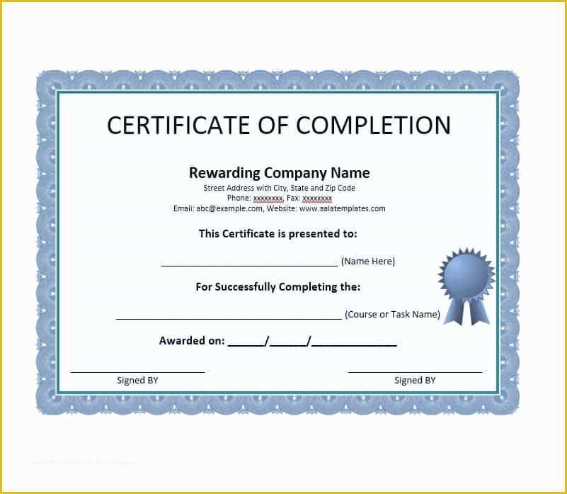 Certificate Of Completion Template Free Of 40 Fantastic Certificate Of Pletion Templates [word