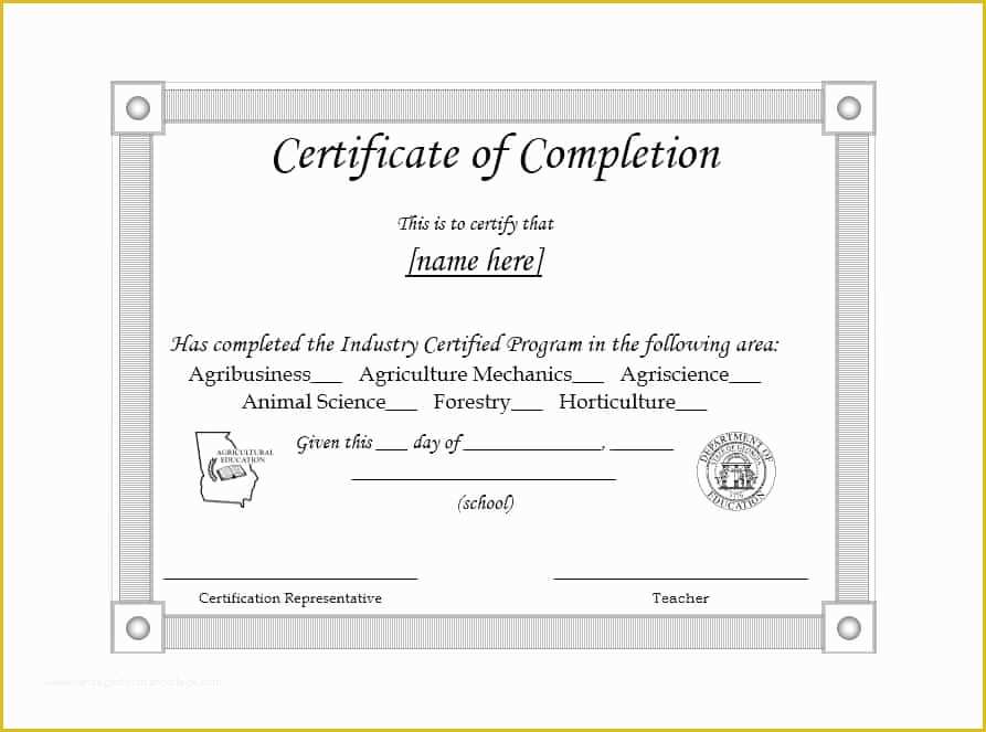 Certificate Of Completion Template Free Of 40 Fantastic Certificate Of Pletion Templates [word