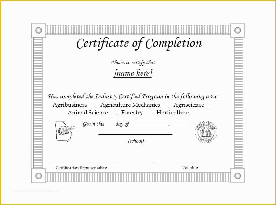 Certificate Of Completion Template Free Of 40 Fantastic Certificate Of Pletion Templates [word