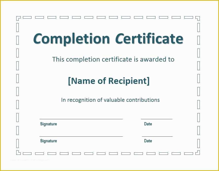 Certificate Of Completion Template Free Of 40 Fantastic Certificate Of Pletion Templates [word