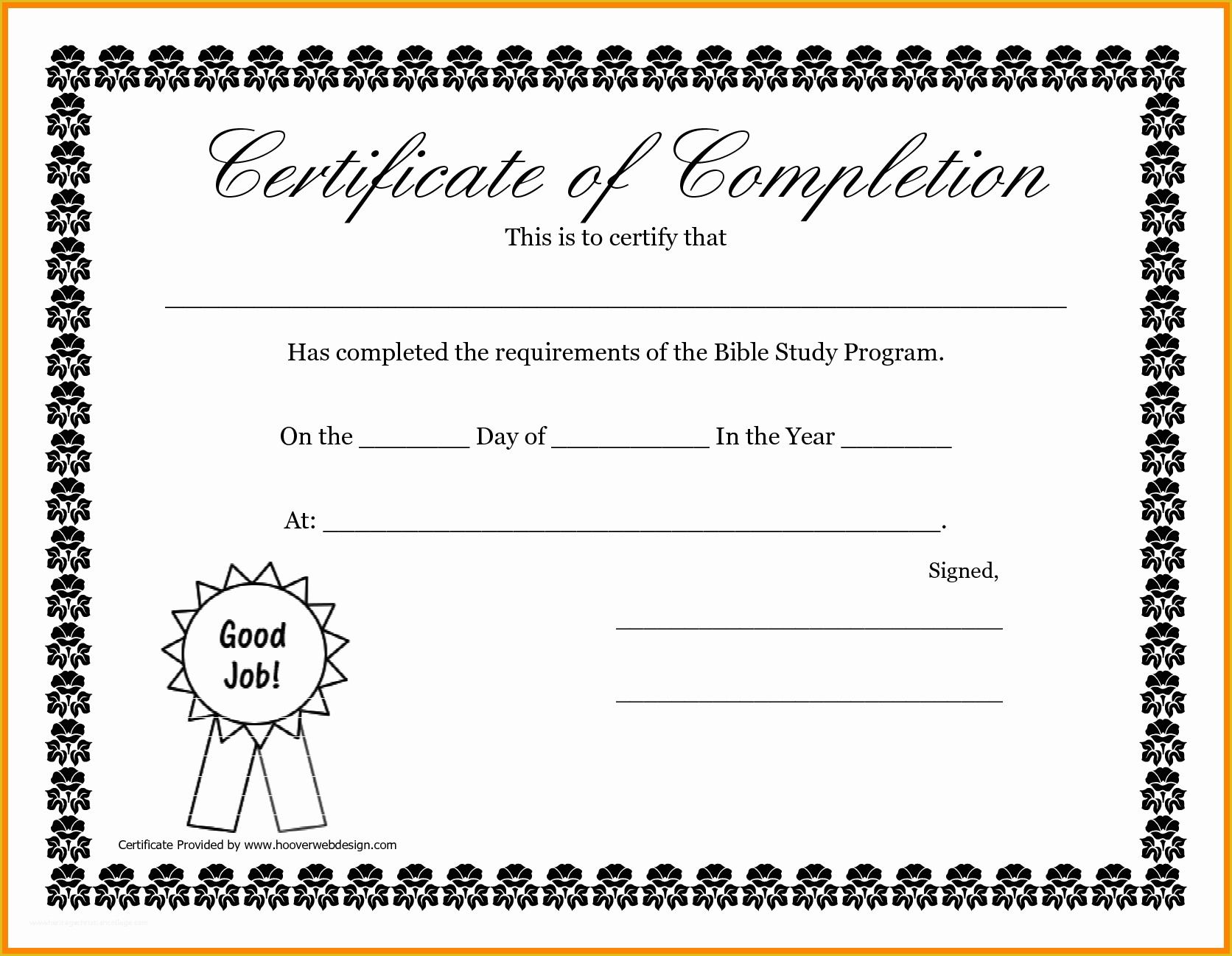 Certificate Of Completion Template Free Of 6 Certificate Of Pletion Template Free Printable