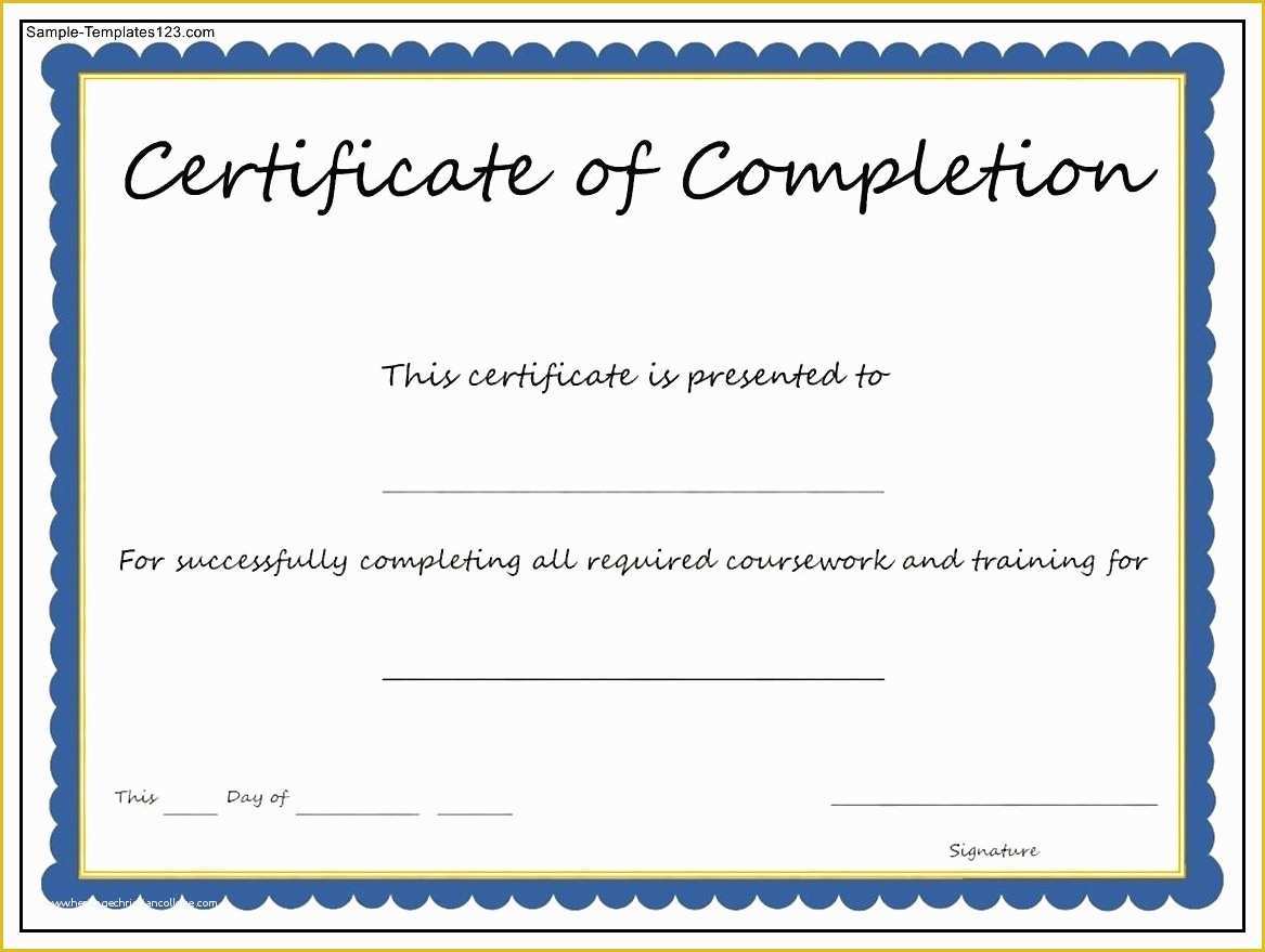 Certificate Of Completion Template Free Of Blank Certificates Pletion Mughals