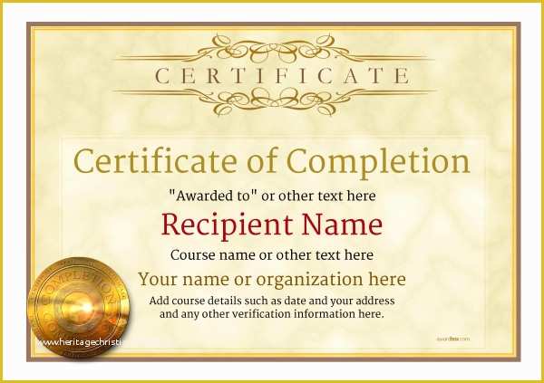 Certificate Of Completion Template Free Of Certificate Of Pletion Free Quality Printable
