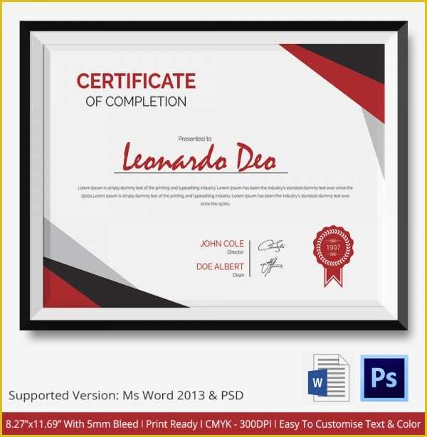 Certificate Of Completion Template Free Of Certificate Of Pletion Template 31 Free Word Pdf
