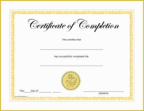 Certificate Of Completion Template Free Of Certificate Templates