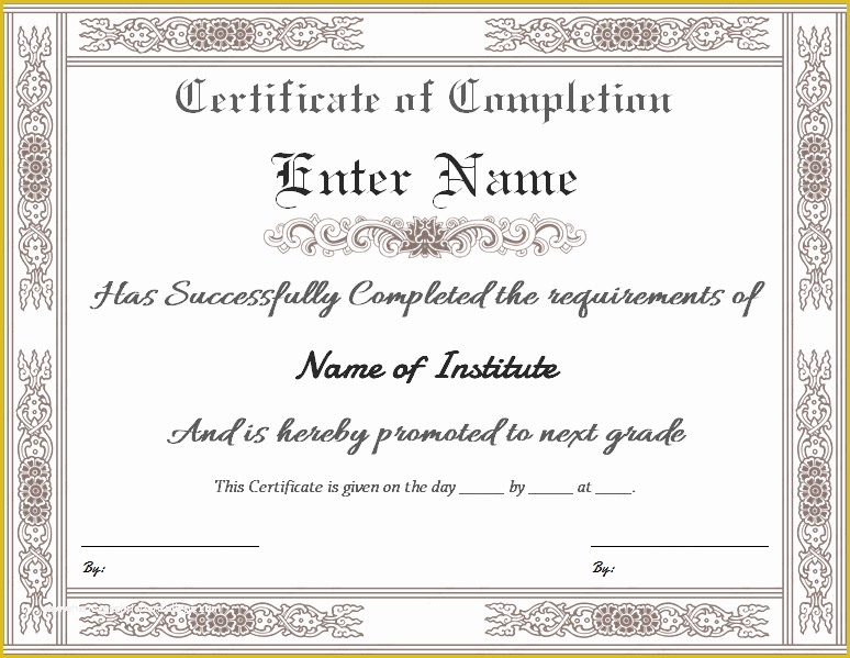 Certificate Of Completion Template Free Of Certificate Templates