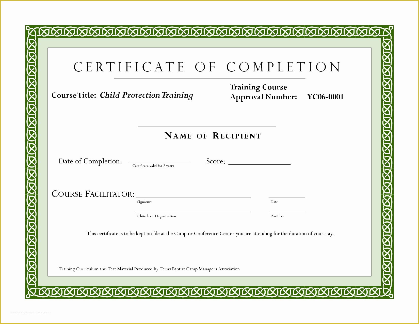 Certificate Of Completion Template Free Of Course Pletion Certificate Template