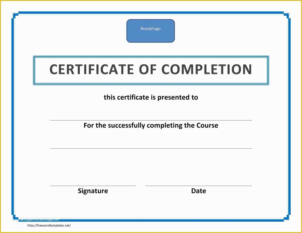 Certificate Of Completion Template Free Of Training Certificate Of Pletion