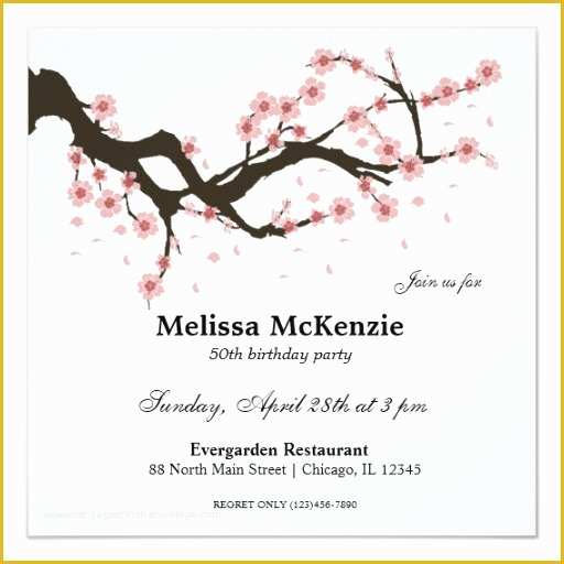 Cherry Blossom Invitation Template Free Of Cherry Blossom Birthday Party Invitation