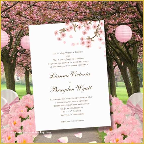 Cherry Blossom Invitation Template Free Of Cherry Blossom Printable Wedding Invitations Editable Wordc