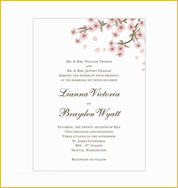 Cherry Blossom Invitation Template Free Of Cherry Blossom Wedding Invitation Pink Wedding Template Shop