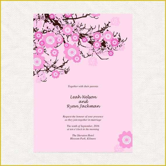 Cherry Blossom Invitation Template Free Of Cherry Blossom Wedding Invitation Printable Diy by