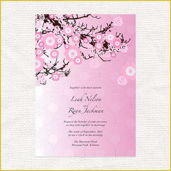 Cherry Blossom Invitation Template Free Of Cherry Blossom Wedding Invitation Template Printable Diy
