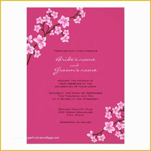 Cherry Blossom Invitation Template Free Of Cherry Blossom Wedding Invitations 5" X 7" Invitation Card