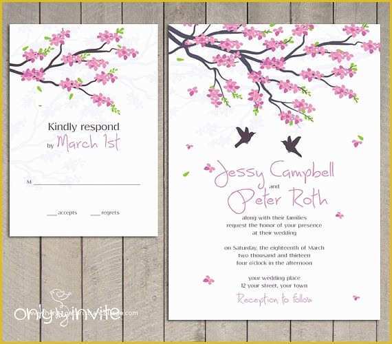 Cherry Blossom Invitation Template Free Of Cherry Blossom Wedding Invitations Cherry Blossom Wedding