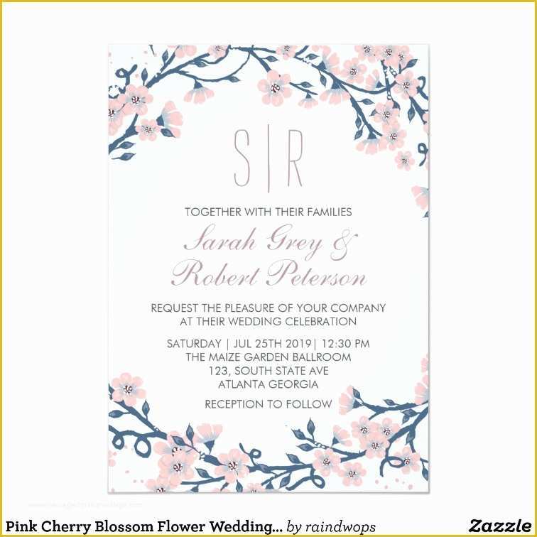 Cherry Blossom Invitation Template Free Of Pink Cherry Blossom Flower Wedding Invitation