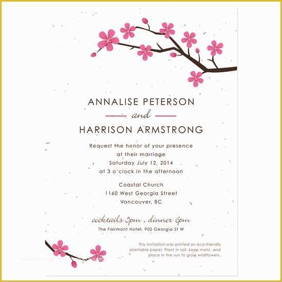 Cherry Blossom Invitation Template Free Of Plantable Cherry Blossom Wedding Invitation
