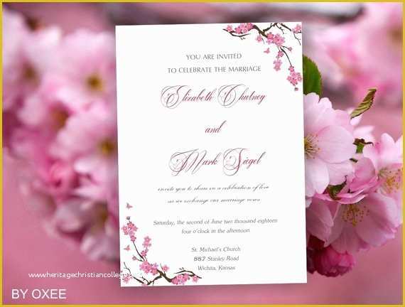 Cherry Blossom Invitation Template Free Of Printable Wedding Invitation Template Cherry Blossom with