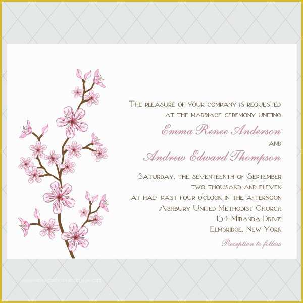Cherry Blossom Invitation Template Free Of Wedding Invitation Template Cherry Blossom Wedding