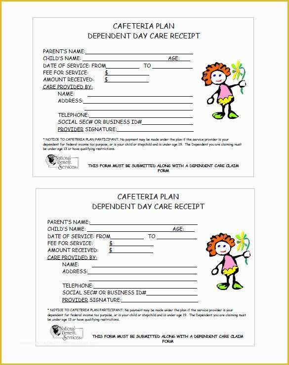 Child Care Yearly Receipt Google Template