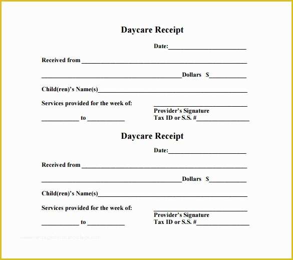 Child Care Receipt Template Free Of 24 Daycare Receipt Templates Pdf Doc