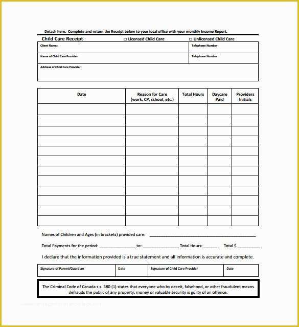 Child Care Receipt Template Free Of 24 Daycare Receipt Templates Pdf Doc