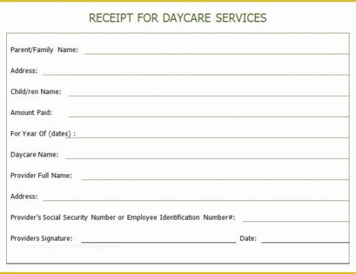 Child Care Receipt Template Free Of Child Care Receipt Template Word