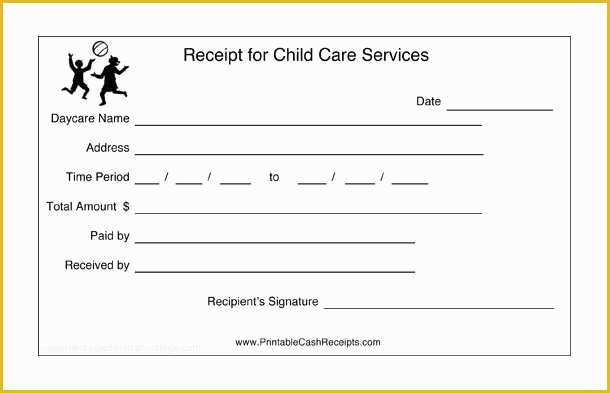 Child Care Receipt Template Free Of Daycare Reciept
