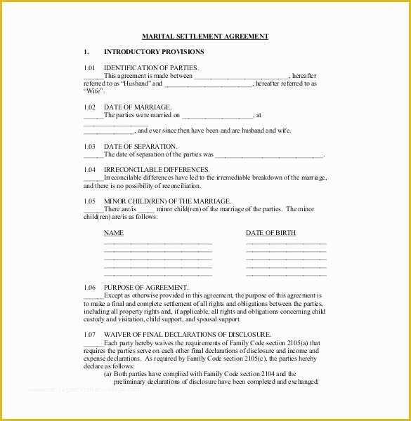 Child Support Agreement Template Free Download Of 12 Divorce Agreement Templates Pdf Doc