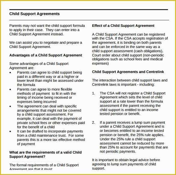 Child Support Agreement Template Free Download Of 6 Sample Child Support Agreements