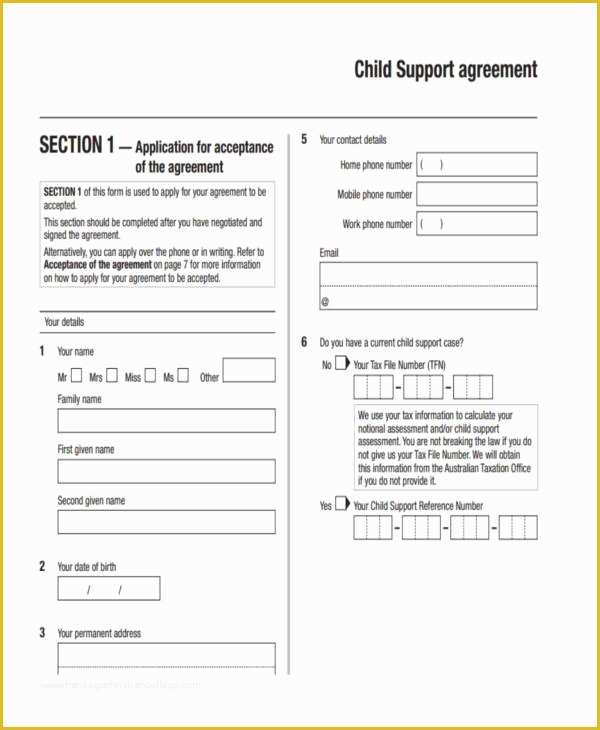 Child Support Agreement Template Free Download Of 7 Child Support Agreement form Samples Free Sample