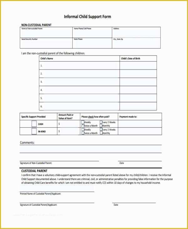 Child Support Agreement Template Free Download Of 7 Child Support Agreement form Samples Free Sample