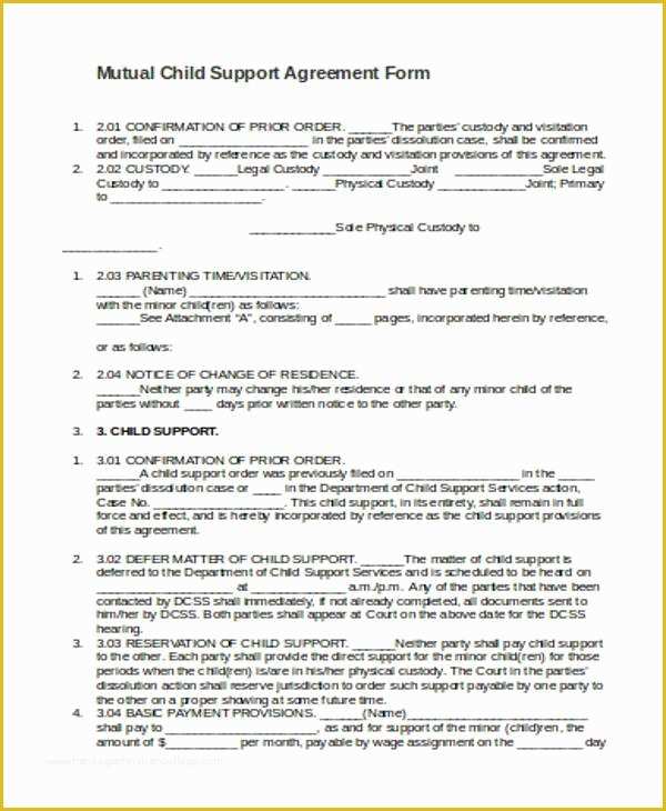 Child Support Agreement Template Free Download Of Agreement forms In Word
