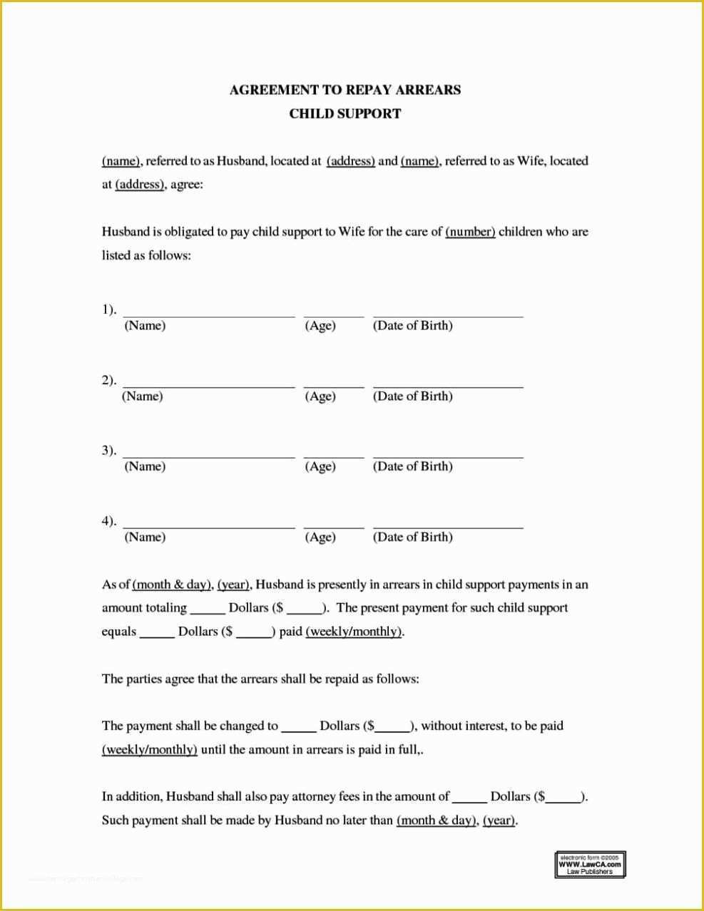 Child Support Agreement Template Free Download Of Child Support Payment Agreement Template