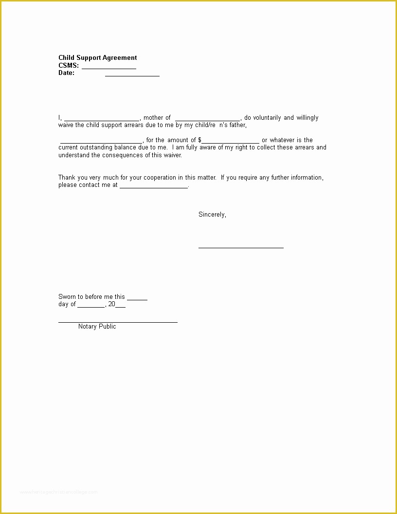 Child Support Agreement Template Free Download Of Free Child Support Mutual Agreement