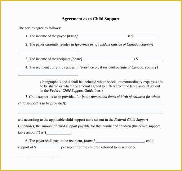 Child Support Agreement Template Free Download Of Nc Separation Agreement Template