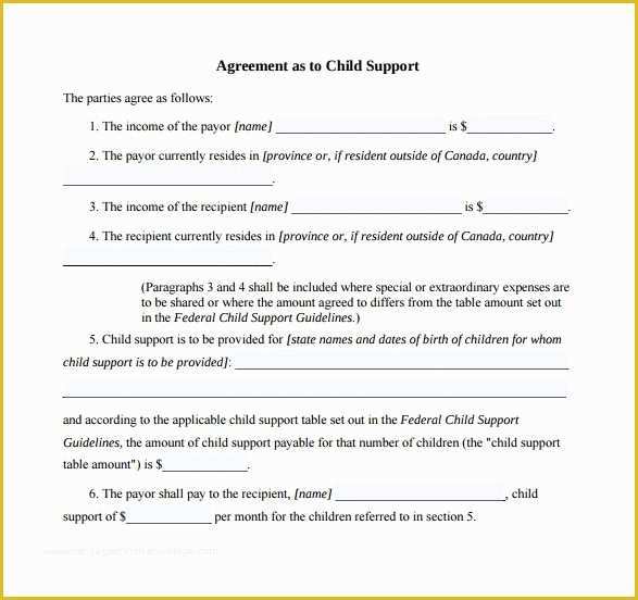 Child Support Agreement Template Free Download Of Nc Separation Agreement Template