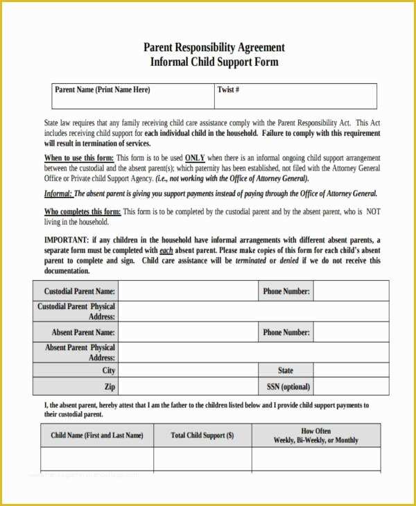 Child Support Agreement Template Free Download Of Sample Child Support Agreement forms 8 Free Documents