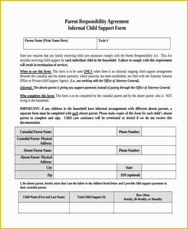 Child Support Agreement Template Free Download Of Sample Child Support Agreement forms 8 Free Documents