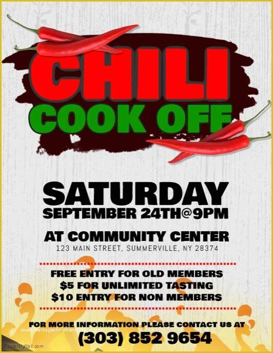 Chili Cook Off Flyer Template Free Of Chili Cook F Flyer Template