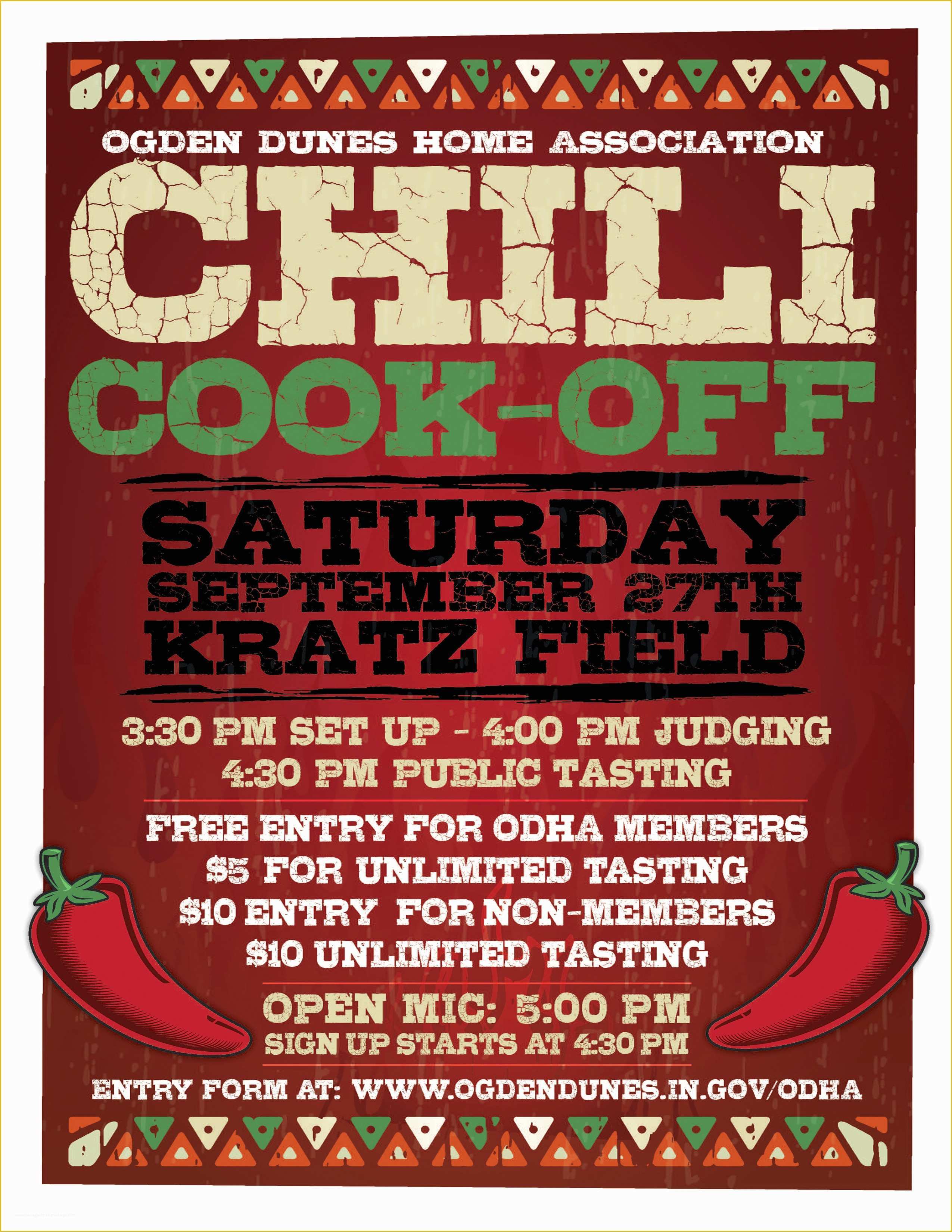 Chili Cook Off Flyer Template Free Of Ogden Dunes In