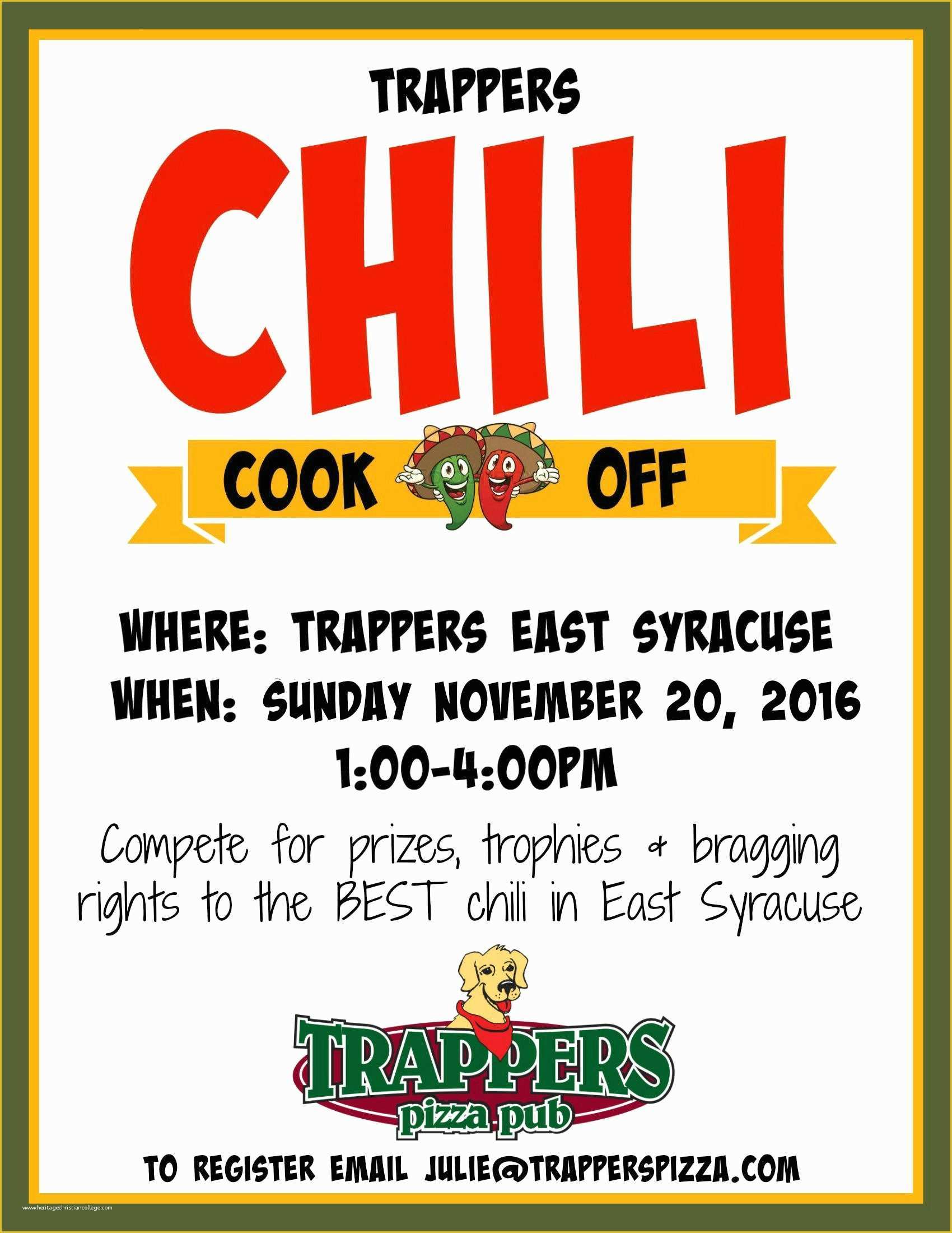 Chili Cook Off Flyer Template Free Of Trappers 2nd Annual Chili Cook Off Trappers Pizza Pub