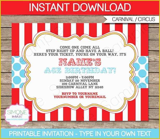 Circus Invitation Template Free Of 25 Best Ideas About Circus Invitations On Pinterest